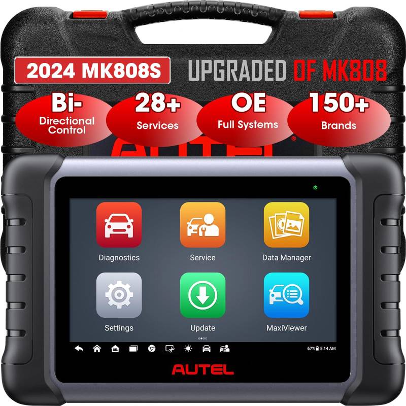 Autel MaxiCOM MK808S-OBD2 Diagnosegerät, 2024 Bidirektionales Tool Aktualisiert von MaxiCheck MX808 MK808, 28+ Service, Aktiver Test, Alle Systemdiagnose,Injektorcodierung/EPB/BMS/SAS/TPMS/AutoVIN/ABS von Autel