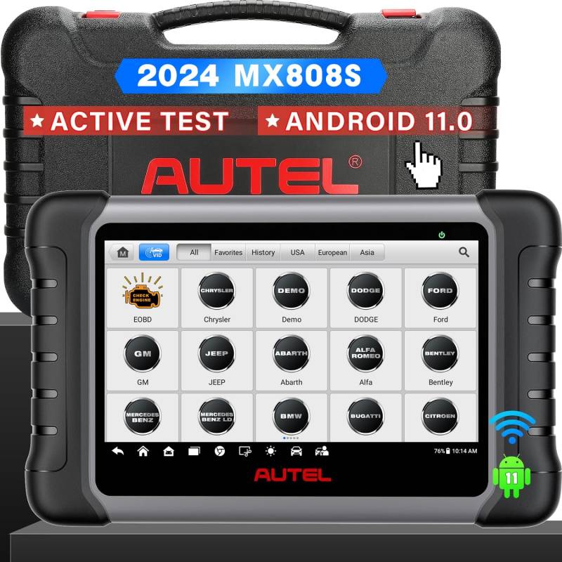 Autel MaxiCheck MX808S: 2024 Bidirektionales Tool als MK808S MK808BT Pro MK808K-BT, Funktion als MaxCOM MK900, 28+ Service, Echter Aktiver Test, Scannen Aller OE Systeme, InjektorCodierung, Android 11 von Autel