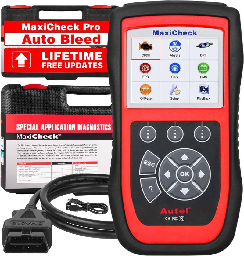 Autel MaxiCheck PRO Auto Entlüftungs Scan Tool zum Entlüften von ABS Bremsen, OBD2 ABS SRS Diagnosescanner, Ölrücksetzung, BMS, EPB, Airbag, SAS Dienste für Bestimmte Fahrzeuge von Autel