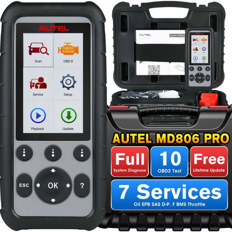 Autel MaxiDiag MD806 Pro Auto Diagnosegerät, Alle System Diagnose, Ölreset EPB SAS DPF BMS Drosseln A/F Einstellung und AutoScan, Upgrade von MD802/ MD805/ MD806/ MD808, Kostenloses Update von Autel