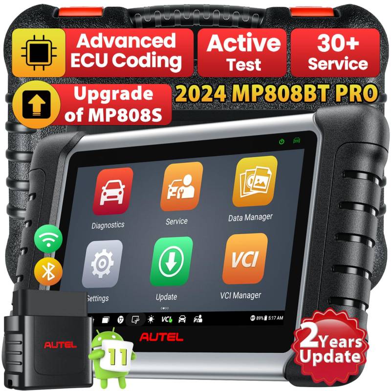 Autel MaxiPRO MP808BT PRO, 2 Jahre Kostenloses Update [im Wert von 650€], 2024 Neueres Upgrade von MS906BT MP808BT MP808S MP808, ECU-Codierung, Bidirektionale Steuerung, 31+ Dienst, Android 11.0 von Autel