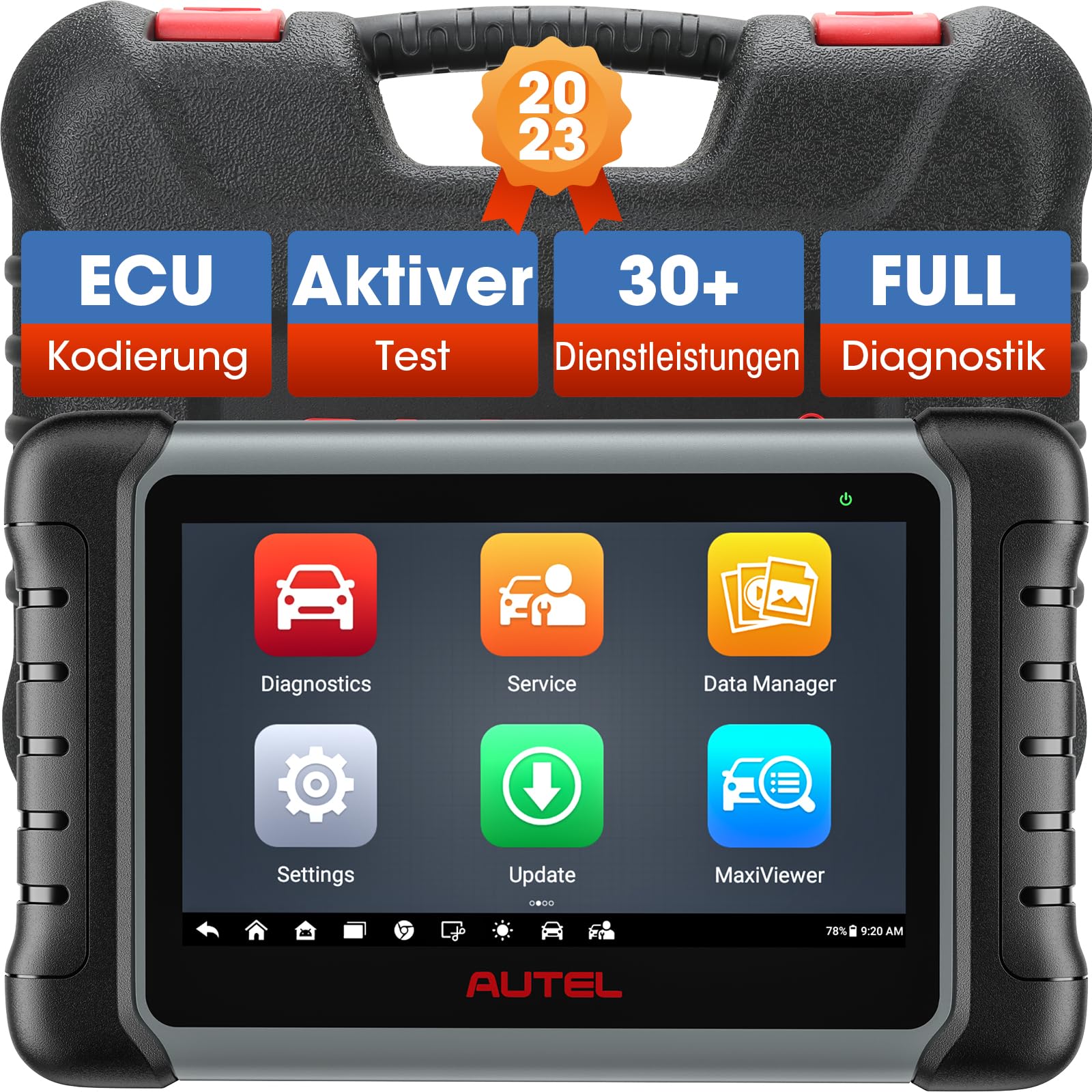 Autel MaxiPRO MP808S Diagnosegerät, 2 Jahre Update, 2023 Bi-direktionale Diagnose Tool, ECU-Kodierung, 30+ Dienst, Volles System Scanner, Aktiver Test, Aufgerüstet von MX808/MK808, Arbeit mit MV105 von Autel