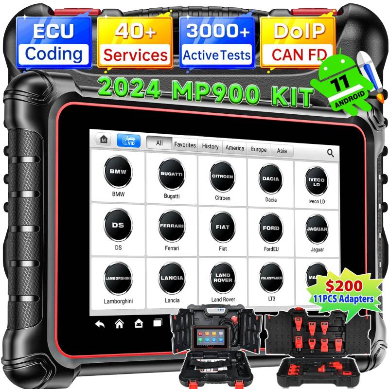 Autel MaxiPRO MP900 KIT mit 11 OBD Adaptern €150, 2024 DoIP CANFD Neuer als MP808BT PRO KIT, MP808S KIT, DS808S-BT PRO, ECU Codierung& Bidirektional wie MS906 PRO MP900BT, 3000+ Aktive Test, 40+ Reset von Autel