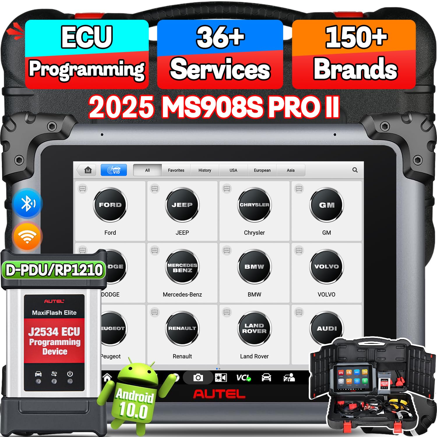 Autel MaxiSYS MS908S PRO II: 2025 J2534 ECU Programmierung Kodierung Anpassung, Level-Up von MS908S Pro Elite MK908P, Gleiche Programmierung wie Ultra MS919 MS909, Android 10 [Deutsch Unterstützen] von Autel