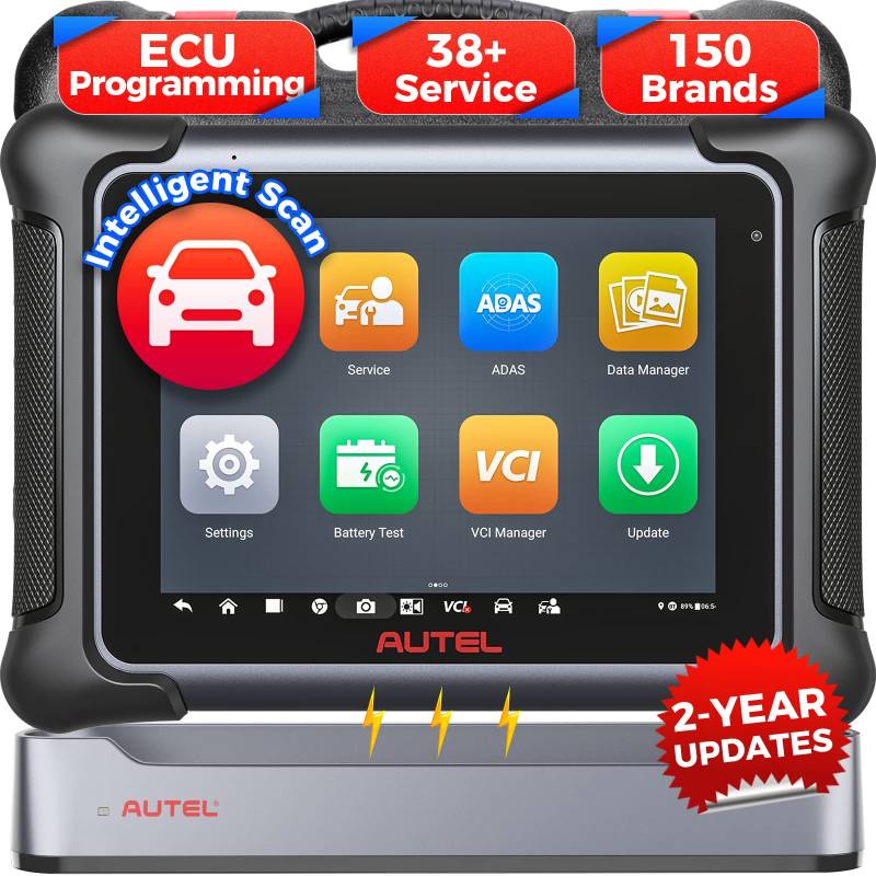 Autel MaxiSys Elite II OBD2 Diagnosegerät, Intelligente Diagnose, J2534 ECU-Programmierung, ECU-Codierung, 38 Hot-Funktionen, All-System-Diagnose-Scanner, Bi-direktionaler aktiver Test, FCA AutoAuth von Autel