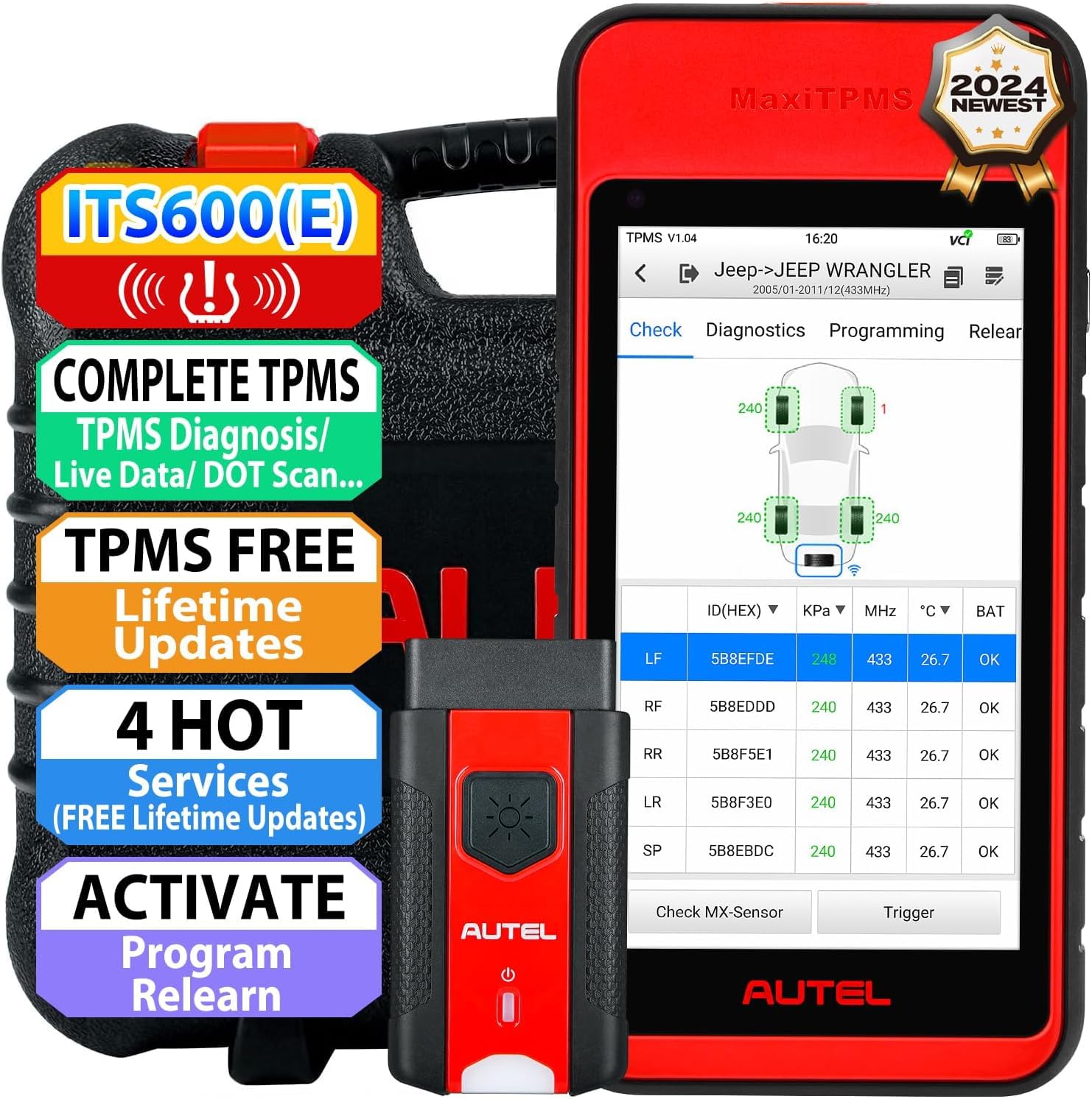 Autel MaxiTPMS ITS600(E) Erweitertes TPMS-Service-Diagnosetool, 2024 Aktualisiert von TS508/TS601, ÖLS/EPB/BMS/SAS, Drahtloses Android9.0 VINscan MX-Sensor Programmierung Lebenslanges Aktualisieren von Autel