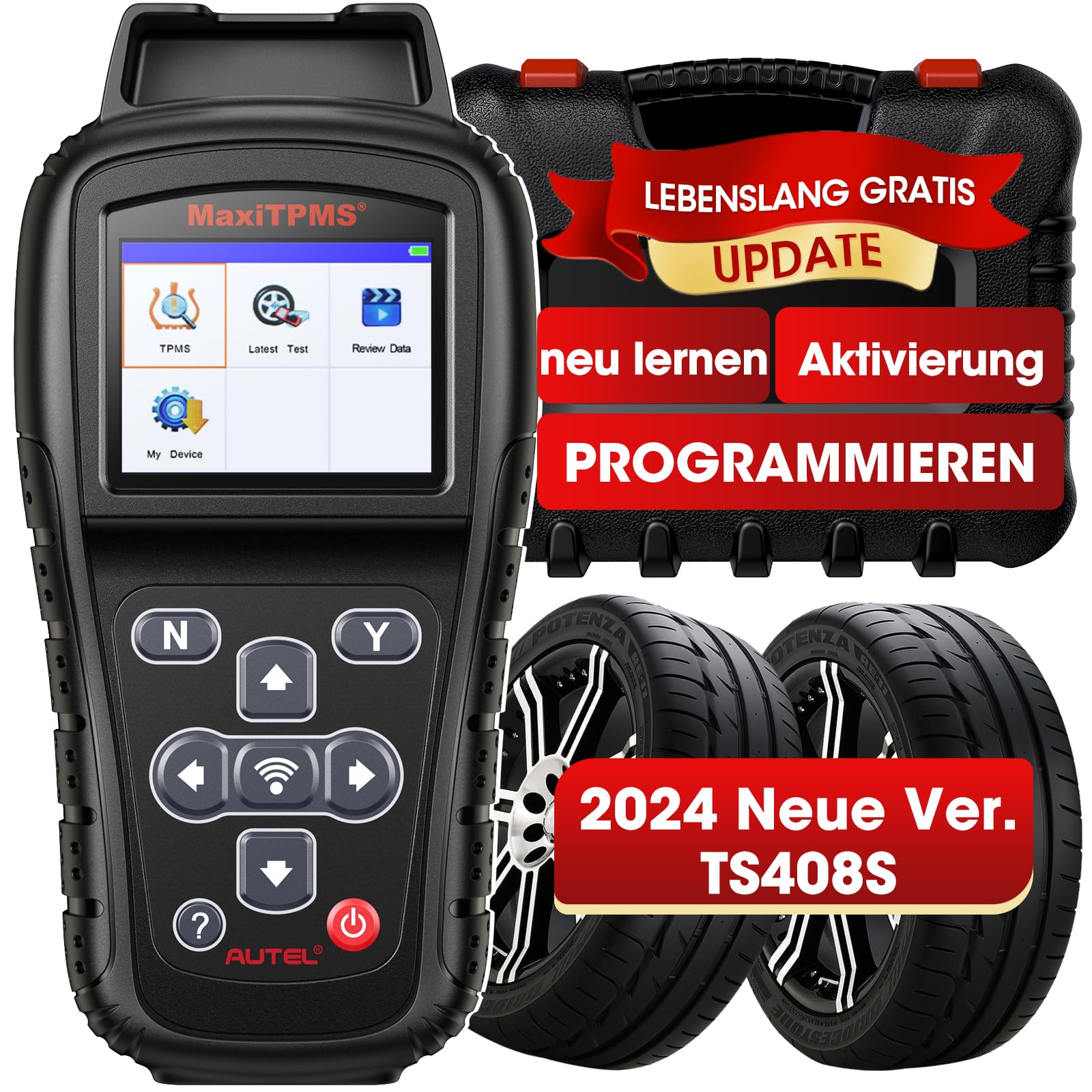 Autel MaxiTPMS TS408S RDKS Reifendruck-Kontrollsystem 2024 Reifendrucksensoren, TPMS Lernwerkzeug, Sensoraktivierung, TPMS Reset/Diagnose, Lesen/Löschen DTCs, Upgraded von TS408/401, Arbeit als TS501 von Autel