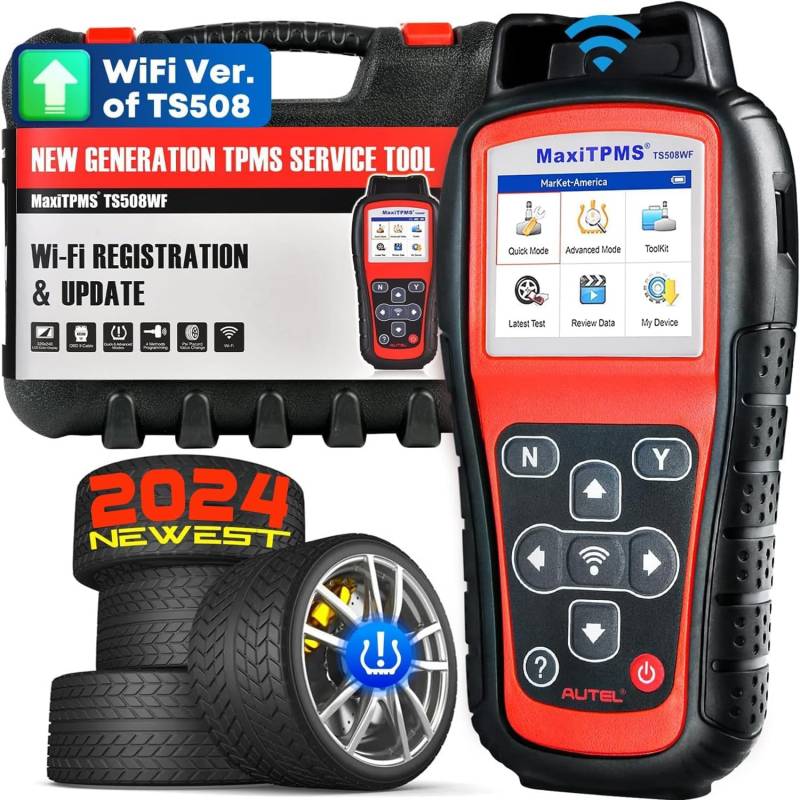 Autel MaxiTPMS TS508WF TPMS Programmiertool, 2024 Neueste WiFi Version von TS508 TS501 TS408 TS601, Reifendrucküberwachung, MX-Sensoren Programmieren, Alle Sensoren Neu Lernen& Aktivieren, TPMS Zurück von Autel