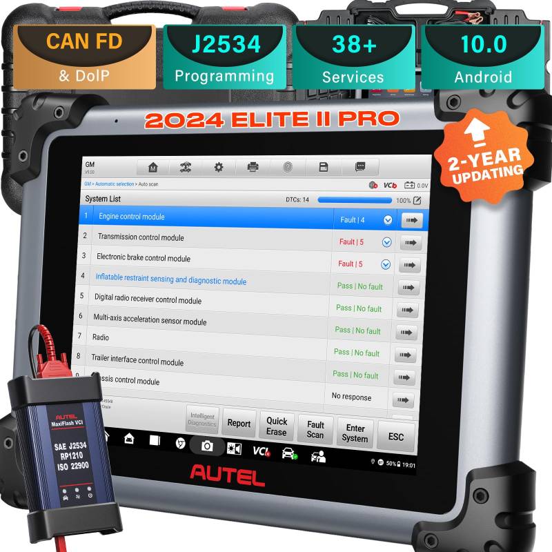 Autel Maxisys Elite II PRO OBD2 Diagnosegerät 2024 Diagnose Scan Tool Upgraded von MK908P/MS908S, J2534 Programmierung & Codierung, 38+ Dienste, All-System-Diagnose, 2 Jahre Update von Autel