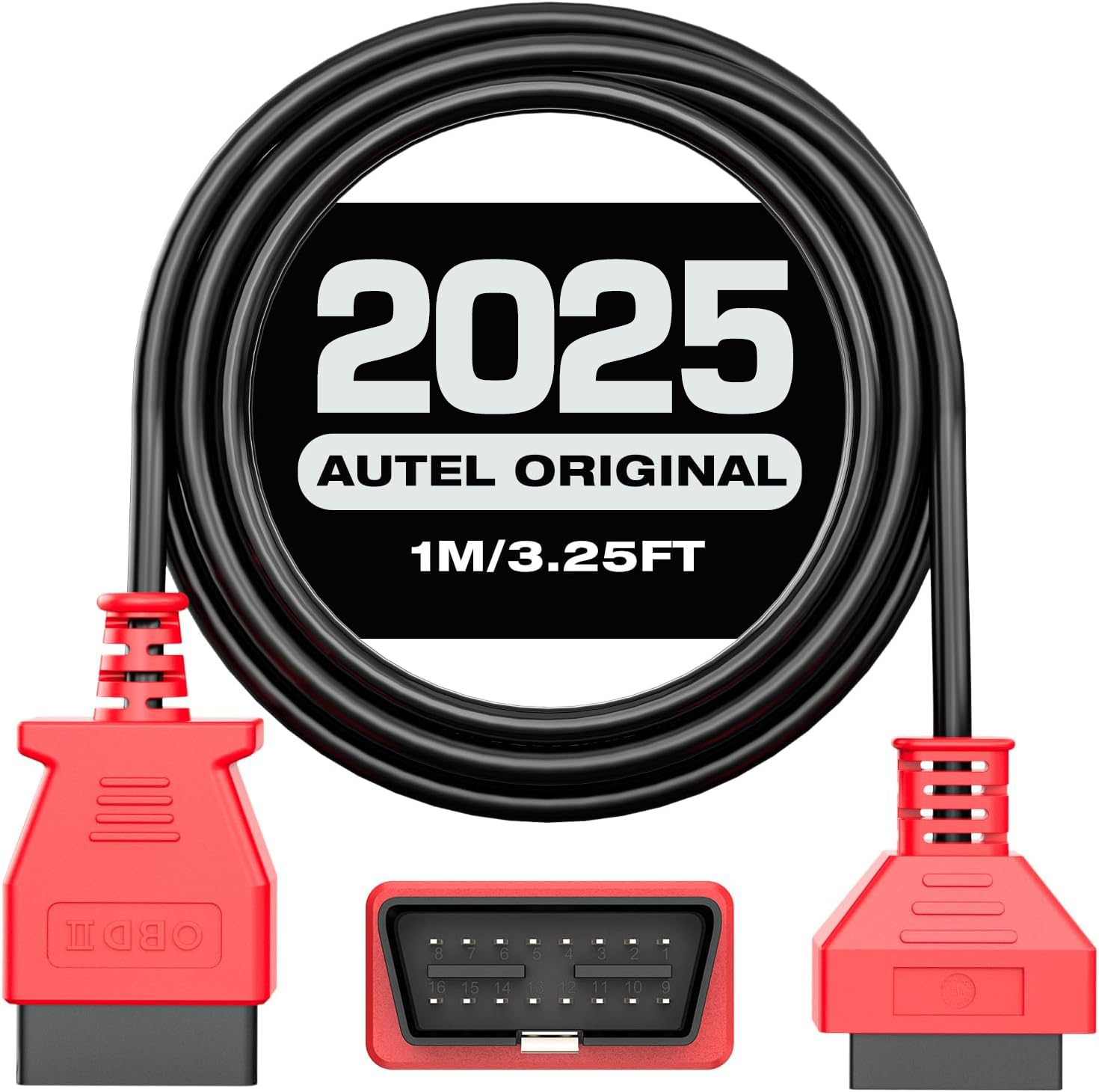 Autel OBD2 Verlängerungskabel, 16 Poliges OBDII Diagnose Verlängerungskabel, Stecker auf Buchse, OBD2 Kabeladapter für OBD2 Diagnosetool, Kompatibel mit Allen OBD2 Fahrzeugen (3.3 Fuß/1M) von Autel