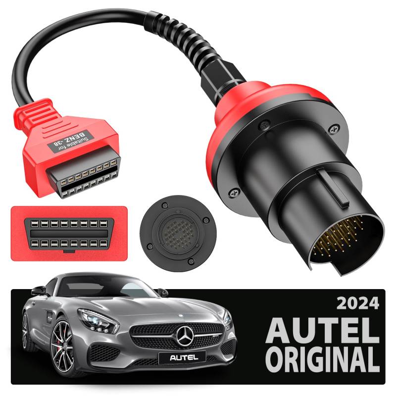 Autel Original Adapter für Benz 38 Poliger Stecker auf 16 Polige Buchse, OBD2 Diagnoseadapter für Mercedes Benz, Konvertiert 38-Pin Stecker auf 16-Pin OBDII, Funktioniert mit MK808 MP808 MK908 MS906 von Autel