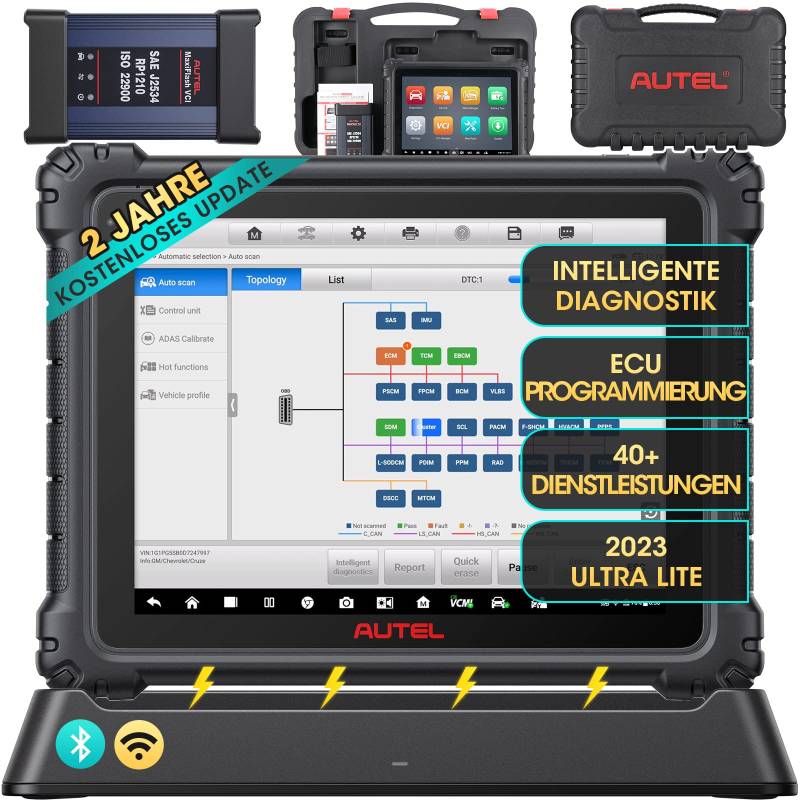 Autel MaxiCOM Ultra Lite OBD2 Diagnosegerät: 2 Jahre Update, Intelligentes Diagnosegerät, Neueres Modell von MS Elite MS919 MS909, ECU-Programmierung/Codierung, Topologie, Aktiver Test, 40+ Service von Autel