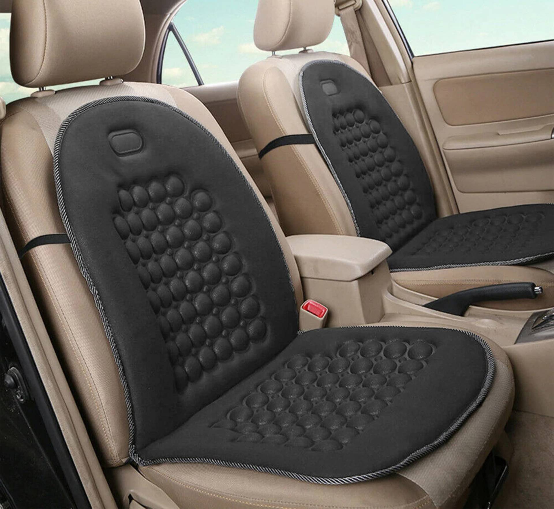 Auto Accessori Lupex - 2-teiliges Set mit 2 Universal-Sitzbezügen für Vordersitze, für Autositze, Lieferwagen, Bürostuhl, Polyester, mit 92 Massagekugeln von Auto Accessori Lupex