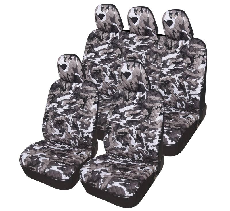 Auto Accessori Lupex A21 Universal Auto Sitzbezug Schonbezüge Vorne Hinten (Komplettset Camouflage Grau) von Auto Accessori Lupex