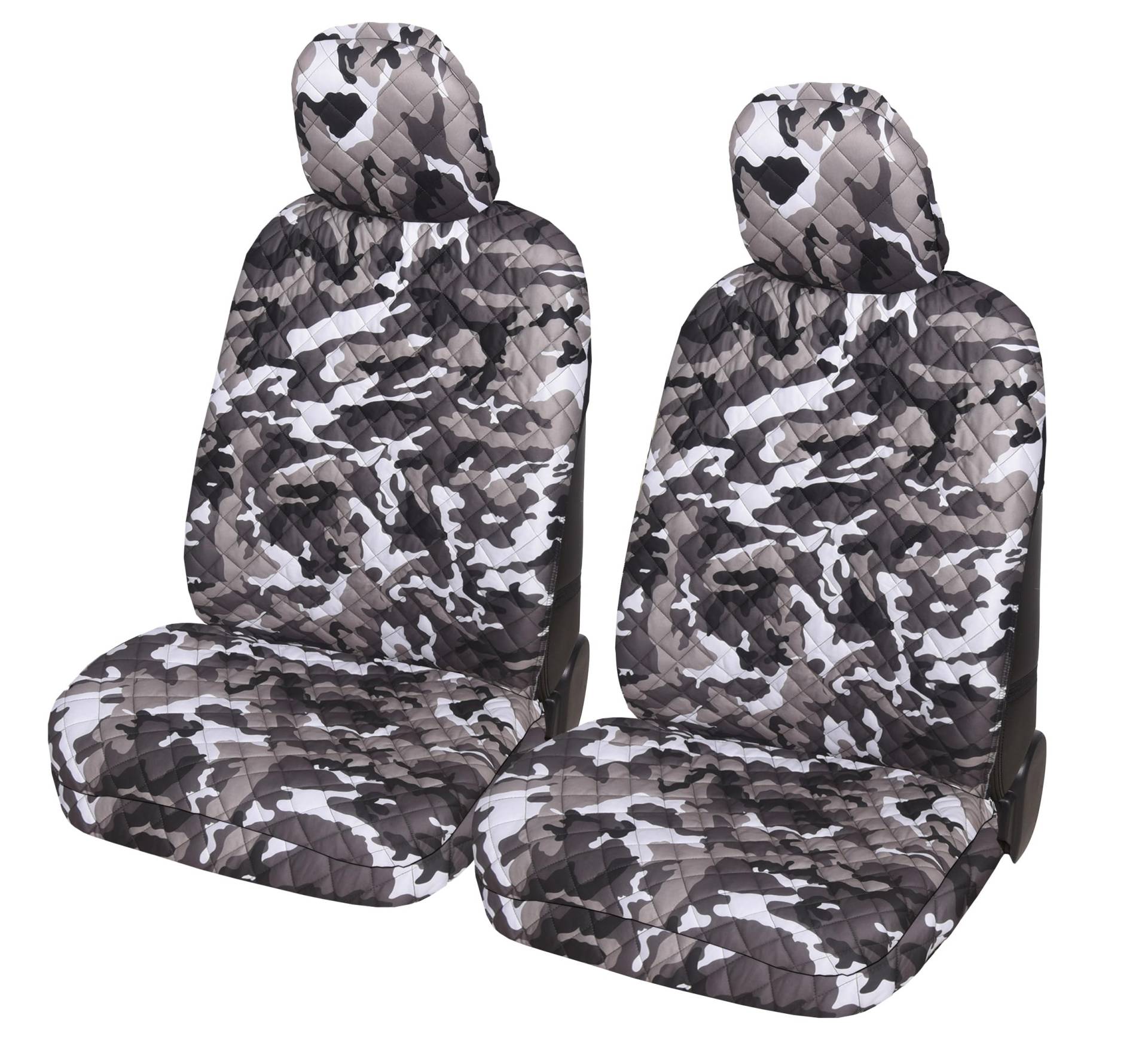 Auto Accessori Lupex A22 Universal Auto Sitzbezüge für vorne und hinten (Paar vorne, Camouflage Grau) von Auto Accessori Lupex