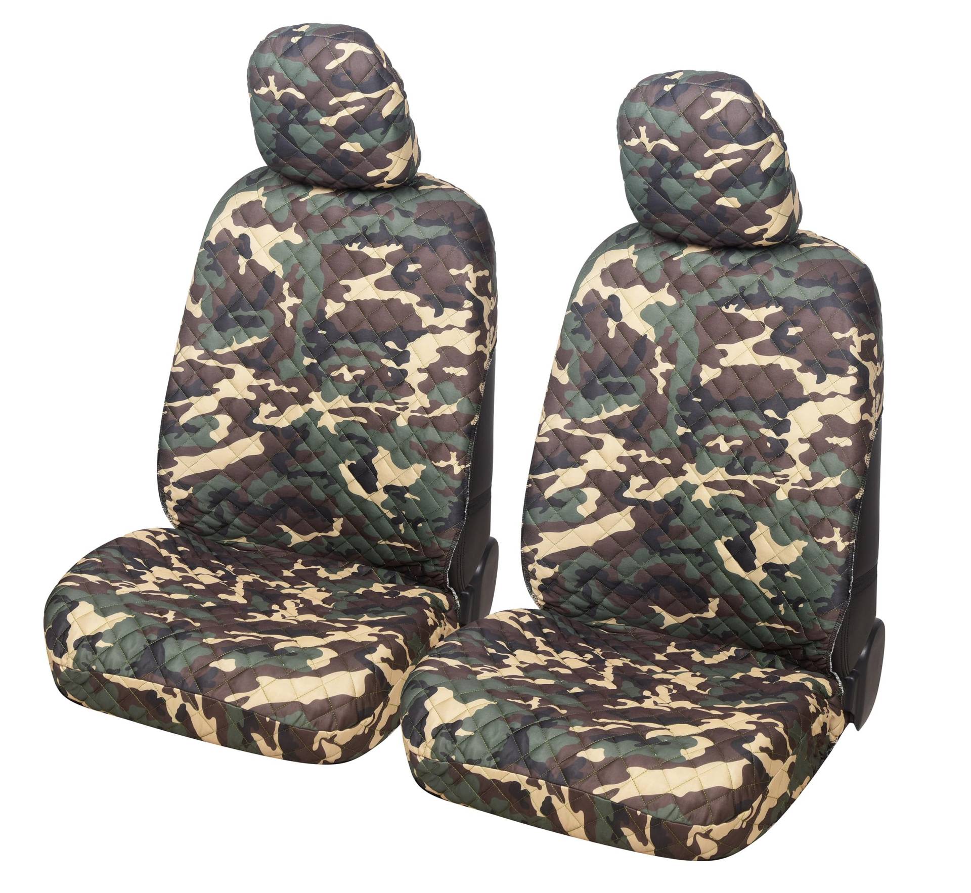 Auto Accessori Lupex A22 Universal Auto Sitzbezüge für vorne und hinten (Paar vorne, Camouflage Grün) von Auto Accessori Lupex