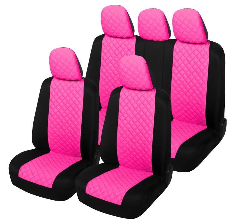 Auto Accessori Lupex A23 Universal Auto Sitzbezug Schonbezüge Vorne Hinten (Komplettset Zweifarbig Rosa) von Auto Accessori Lupex