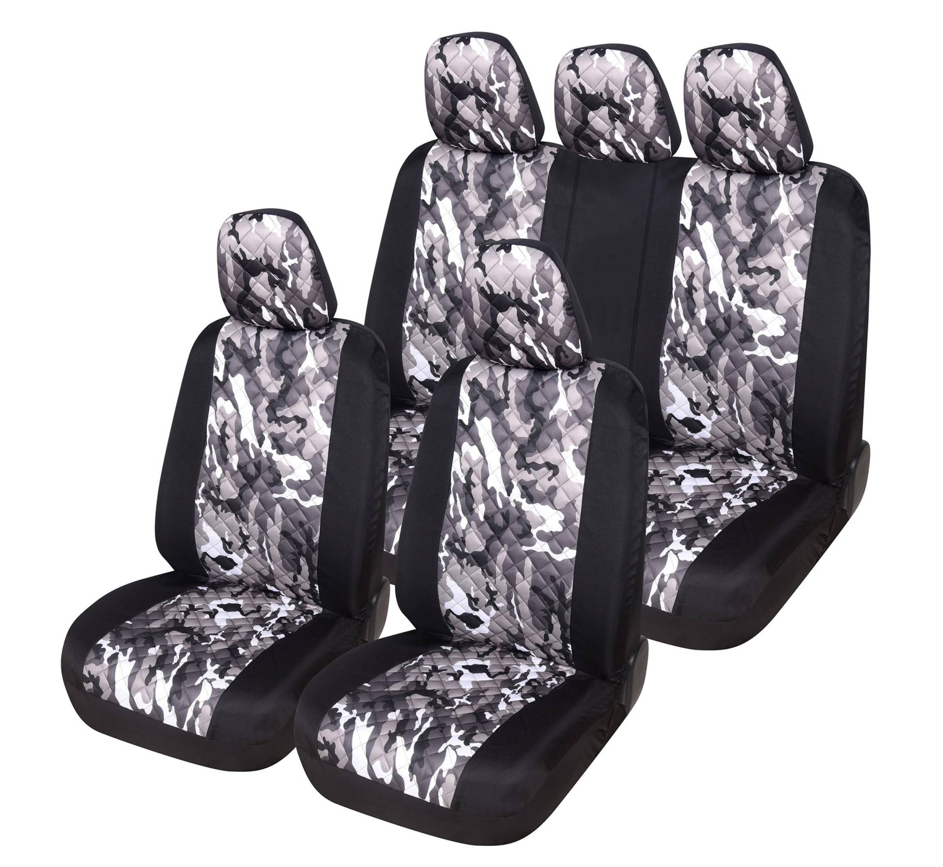 Auto Accessori Lupex A23 Universal Auto Sitzbezug Schonbezug Vorne Hinten (Komplettes Set zweifarbig Camouflage Grau) von Auto Accessori Lupex