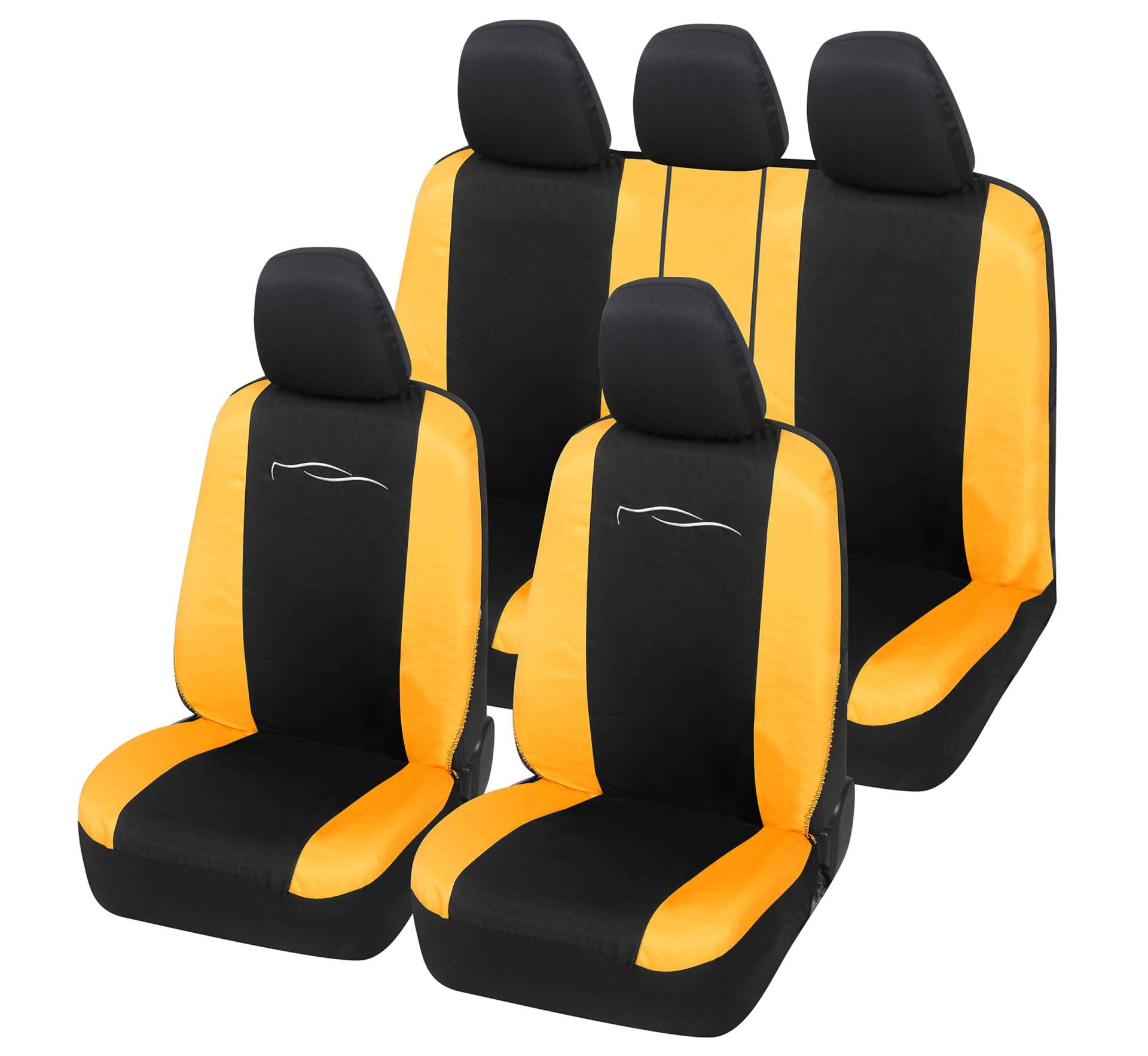 Auto Accessori Lupex Autositzbezüge, universal, Racing-Design, für vorne und hinten, aus Polycotton (Schwarz – Gelb) von Auto Accessori Lupex