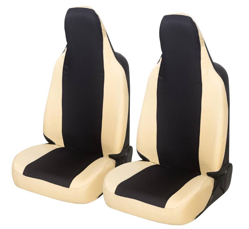 Auto Accessori Lupex Autositzbezüge Kompatibel mit Smart ForFour, Sitze mit integrierter Kopfstütze, Paar vorne Sitzschutz, Universal (Schwarz-Beige) von Auto Accessori Lupex