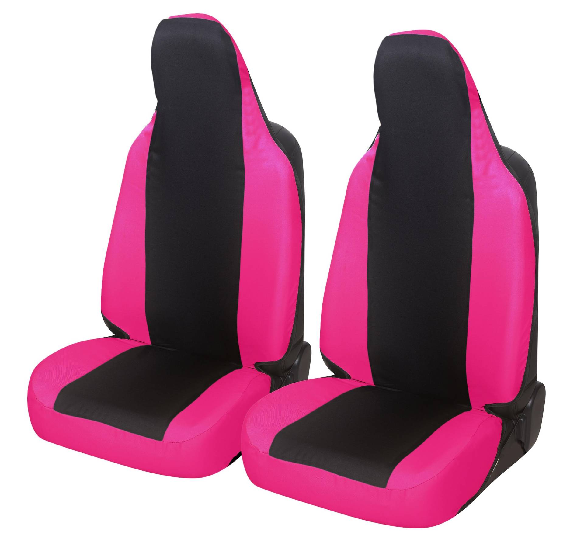 Auto Accessori Lupex Autositzbezüge kompatibel für Sitze mit integrierter Kopfstütze, Paar vorne Sitzbezüge, Schonbezüge Universal (Schwarz - Fuchsia) von Auto Accessori Lupex