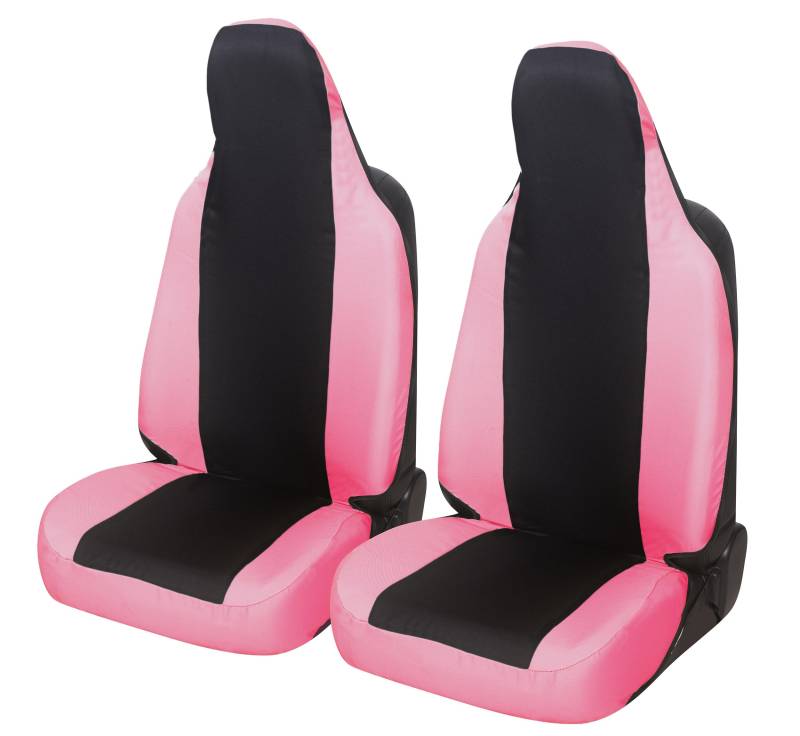 Auto Accessori Lupex Autositzbezüge kompatibel mit 108, Sitze mit integrierter Kopfstütze, Paar vorne, Sitzschutz, Universalmodell (Schwarz-Pink) von Auto Accessori Lupex