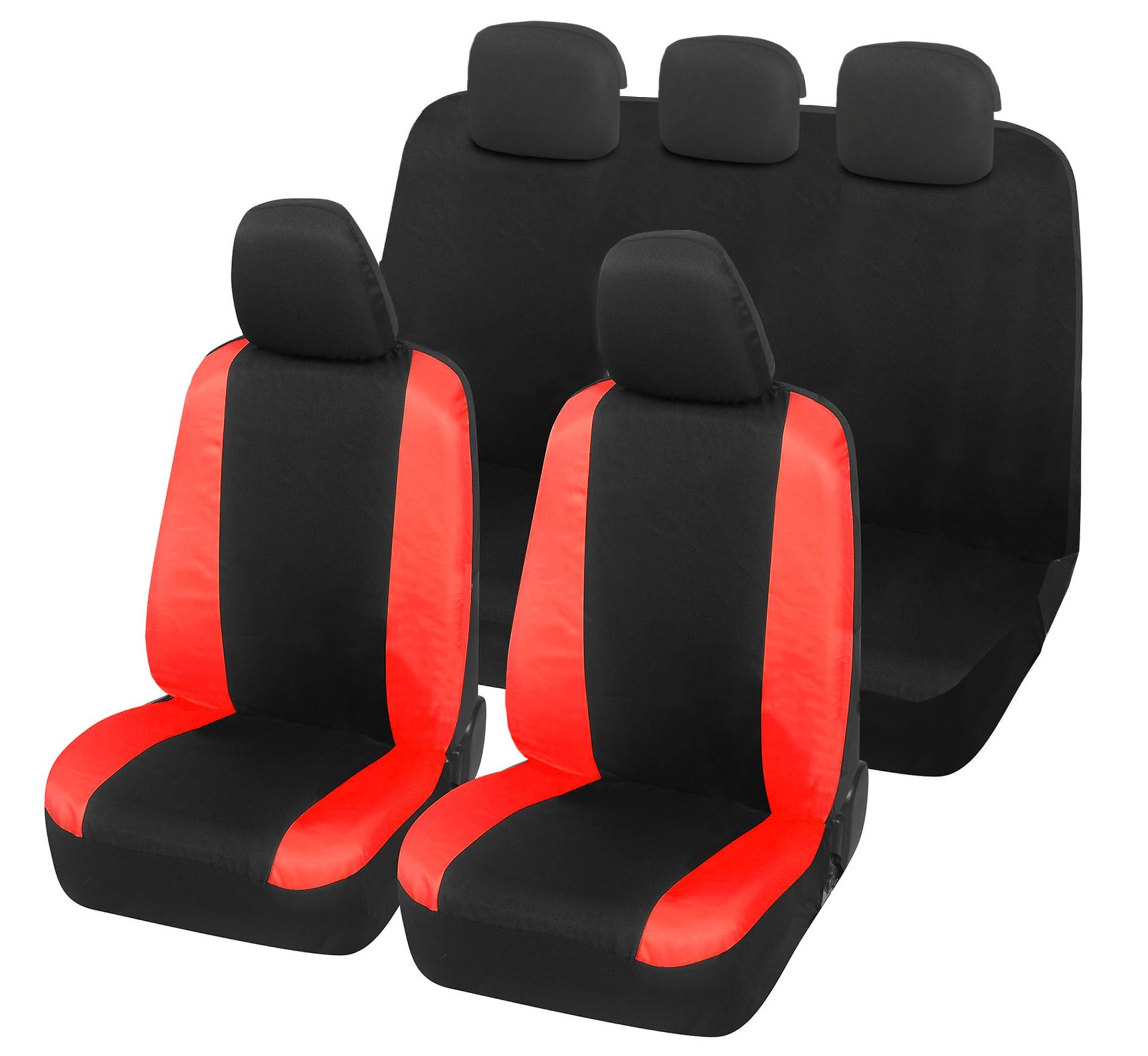 Auto Accessori Lupex Autositzbezüge kompatibel mit Panda 2 169 und 319 Serie Stoff Polycotton Komplettset (schwarz – rot mit ganzer Rücklehne) von Auto Accessori Lupex