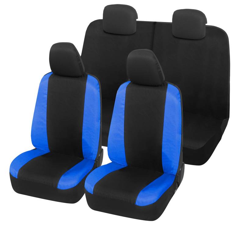 Auto Accessori Lupex Autositzbezüge kompatibel mit Panda II 169 und 319 Serie, hergestellt in Italien, Polyester-Baumwollgewebe, komplettes Set (Schwarz – Königsblau mit Rücklehner 50e50) von Auto Accessori Lupex