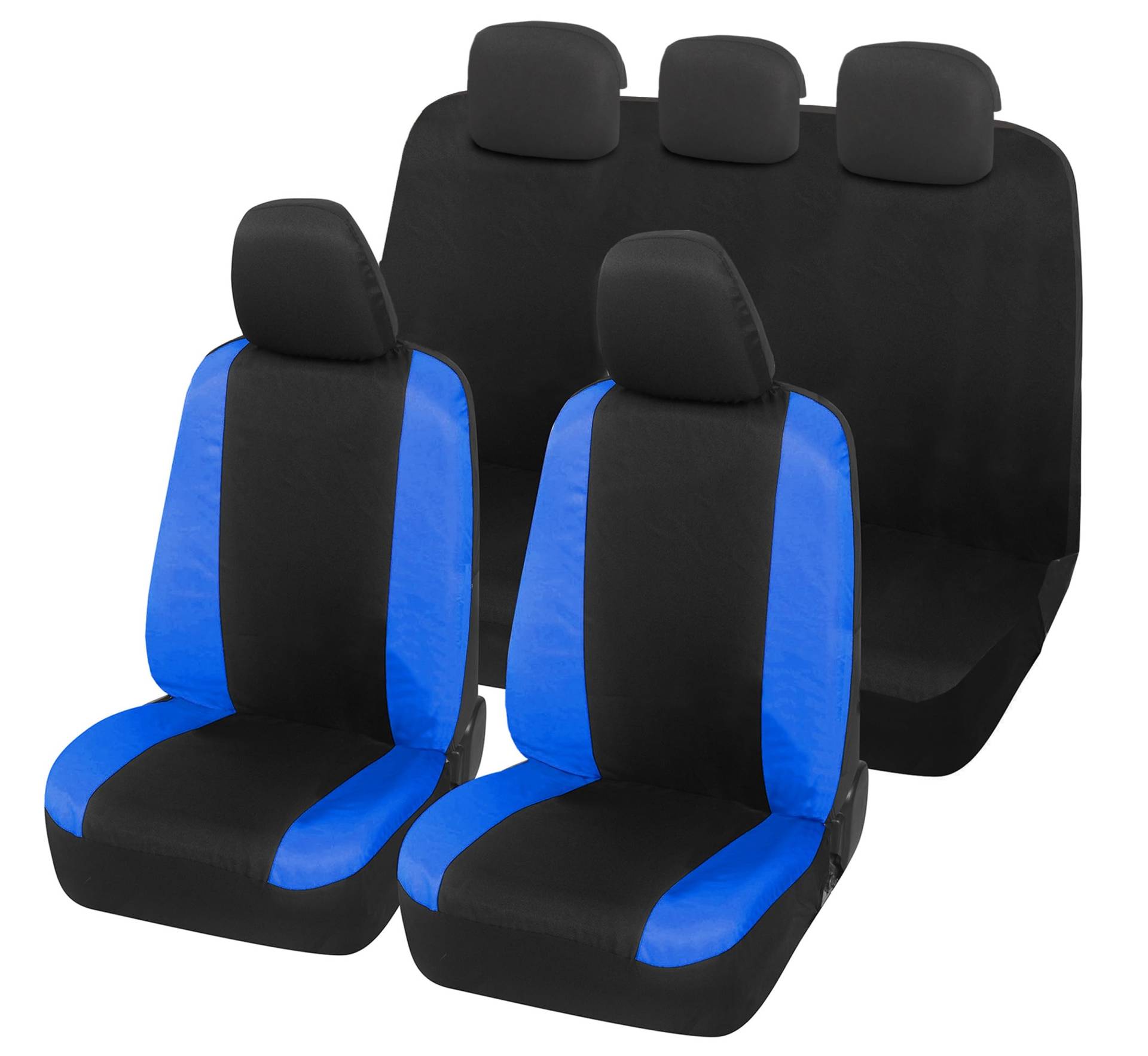 Auto Accessori Lupex Autositzbezüge, kompatibel mit Panda 2. 169 und 319, Serie 319, Stoff, Polycotton, komplettes Set (Schwarz – Königsblau mit vollständiger Rückenlehne) von Auto Accessori Lupex