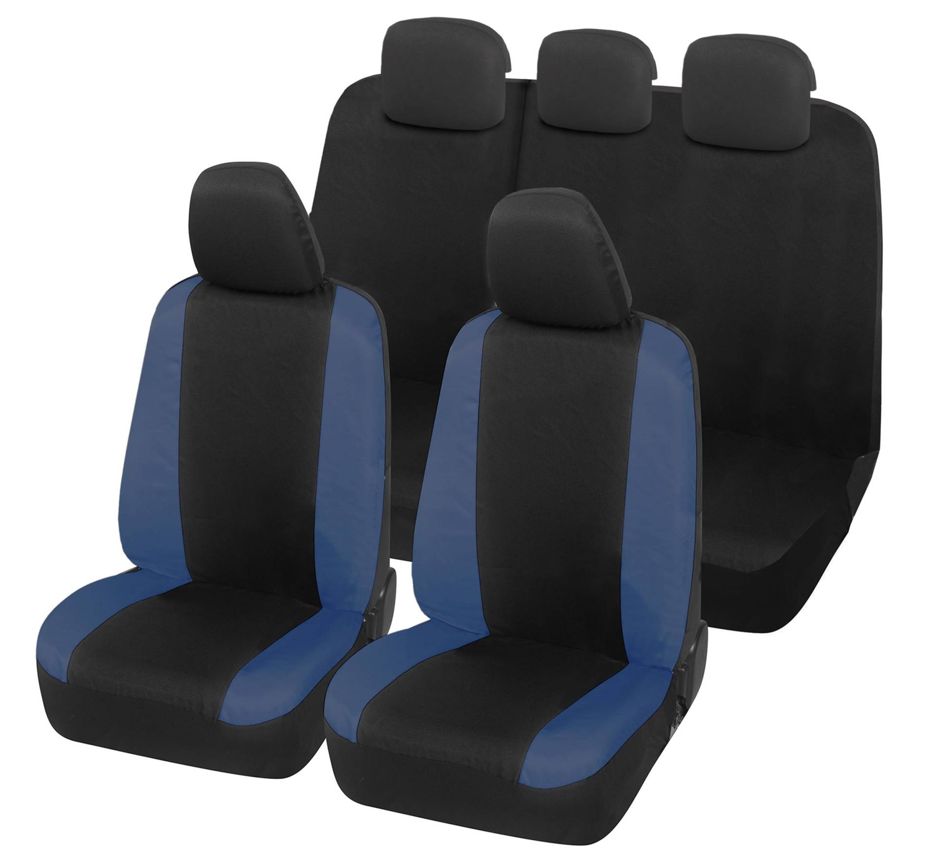 Auto Accessori Lupex Autositzbezüge kompatibel mit Panda Seconda 169 und Dritte 319 Serie, hergestellt in Italien, Polyester-Baumwollgewebe, komplettes Set (Schwarz – Dunkelblau mit Rücklehne 60e40) von Auto Accessori Lupex