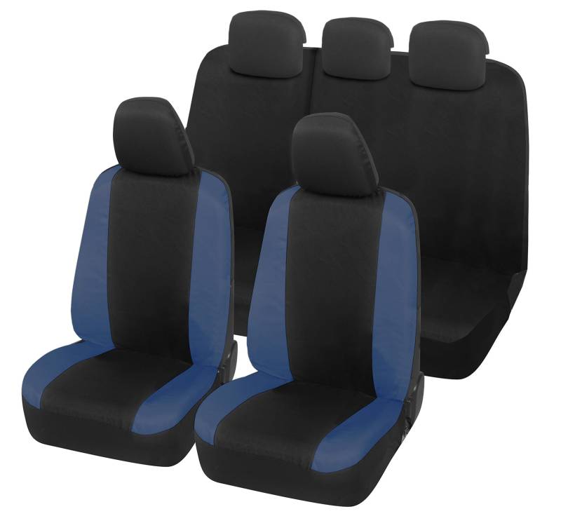 Auto Accessori Lupex Autositzbezüge kompatibel mit Panda Seconda 169 und Dritte 319 Serie Stoff Polycotton Komplettset (Schwarz – Dunkelblau mit Rücklehne 60e40) von Auto Accessori Lupex