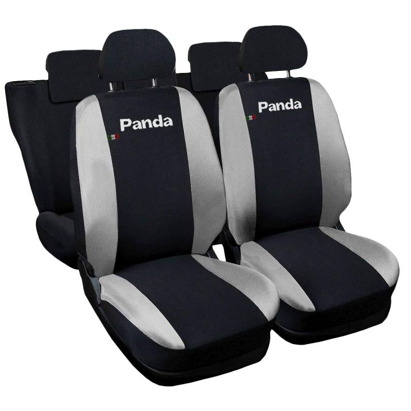 Auto Accessori Lupex - Kompatible Autositzbezüge für Panda zweite 169 und dritte 319 Reihe, schwarz hellgrau, Made In Italy, sitzbezüge vorne und hinten, einteilig, Polyester von Auto Accessori Lupex