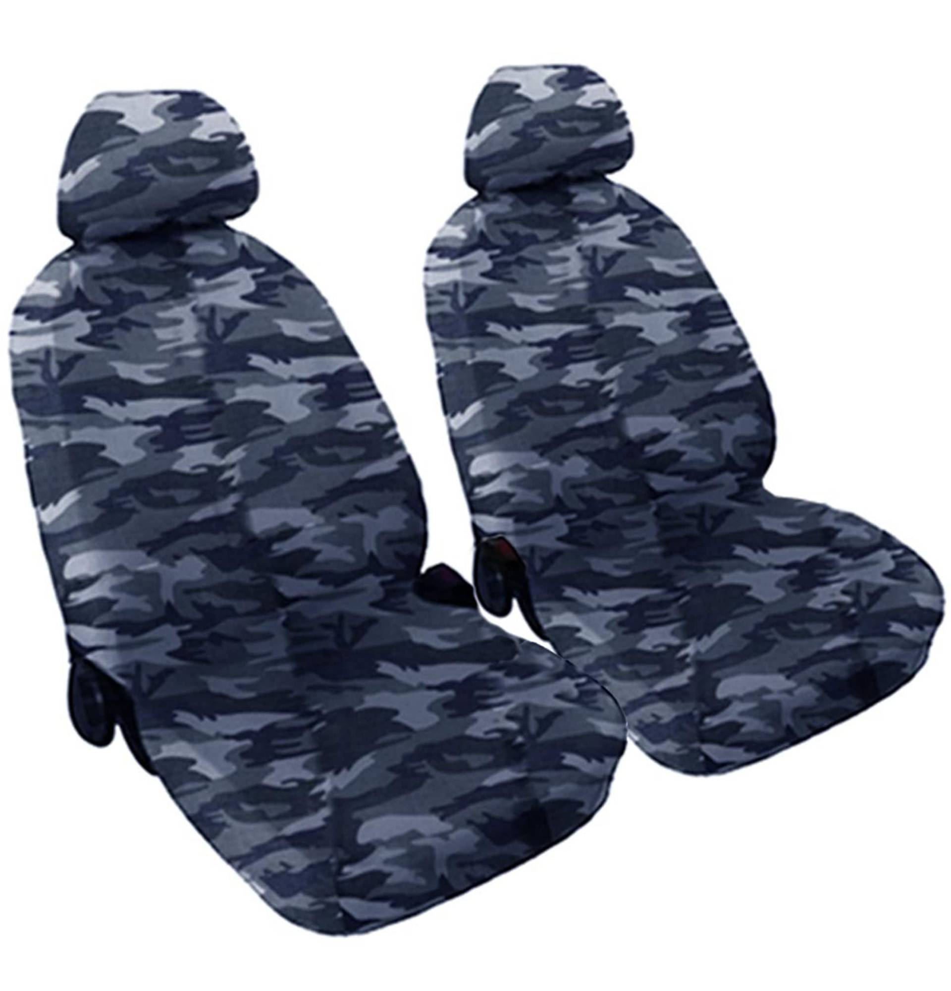 Auto Accessori Lupex - Universal-Auto-Sitzbezüge, Camouflage-Blau, Paar, Auto- oder Lieferwagen, 2-Sitzer, glatter Baumwollstoff, Vordersitzschutz von Auto Accessori Lupex