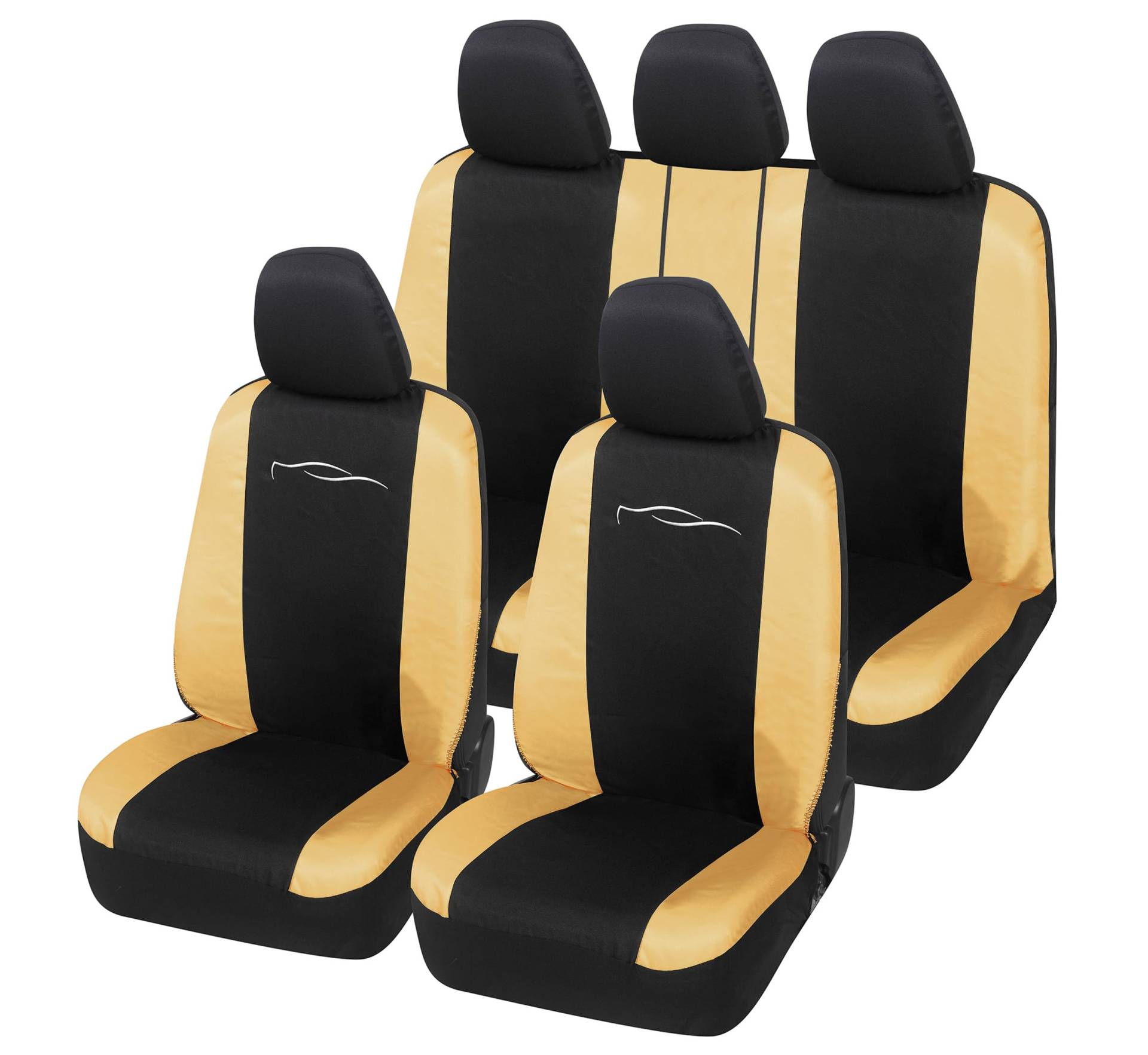 Auto Accessori Lupex Universal-Autositzbezüge-Set, für vorne und hinten, aus Polycotton (Schwarz – Beige) von Auto Accessori Lupex