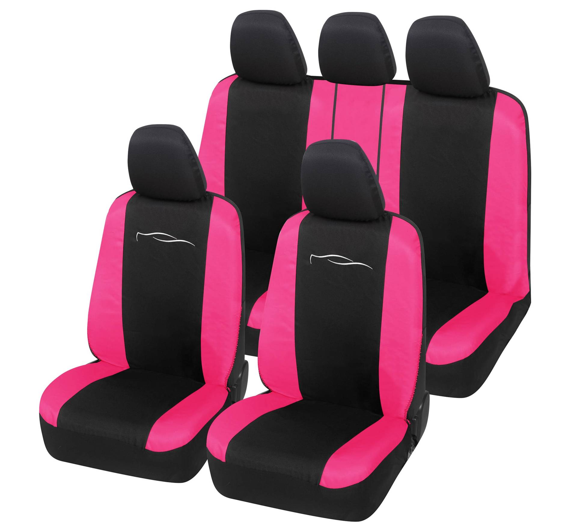 Auto Accessori Lupex Universal-Autositzbezüge-Set, für vorne und hinten, aus Polycotton (Schwarz – Fuchsia) von Auto Accessori Lupex