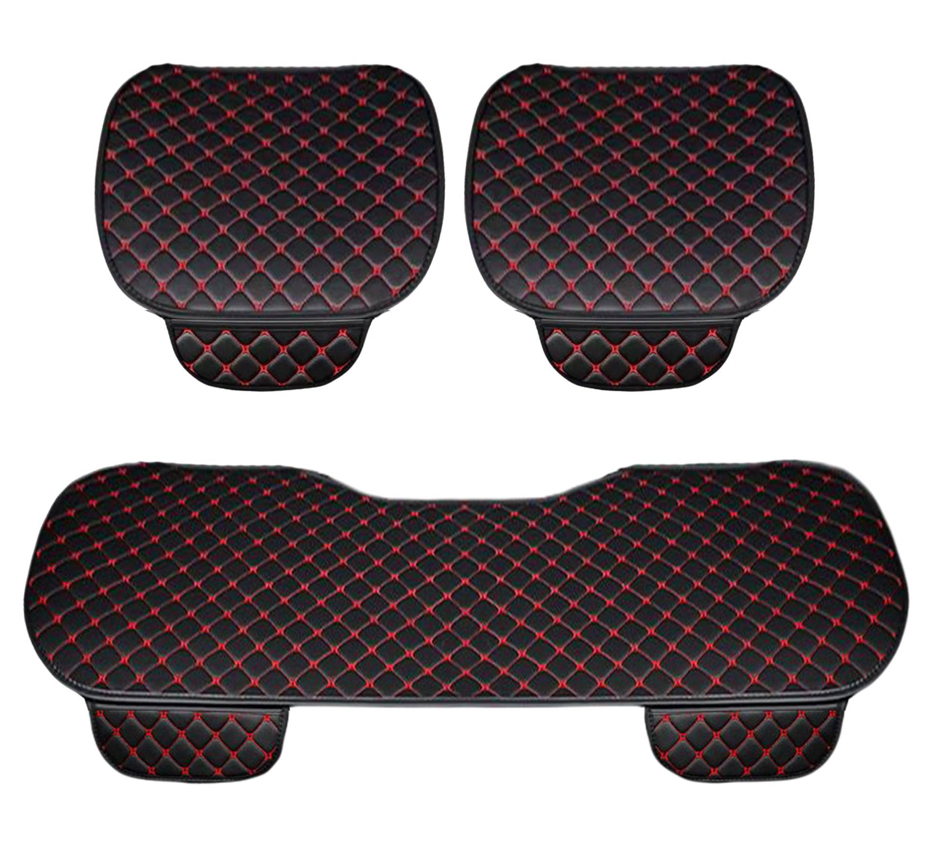 Auto Accessori Lupex Autositzbezug 3 Stück Universal Auto | Sitzschutz 2 vorne und 1 hinten | Protector Comfort Automotive Innenkissen (PVC – Schwarz Rot – 3 Stück) von Auto Accessori Lupex