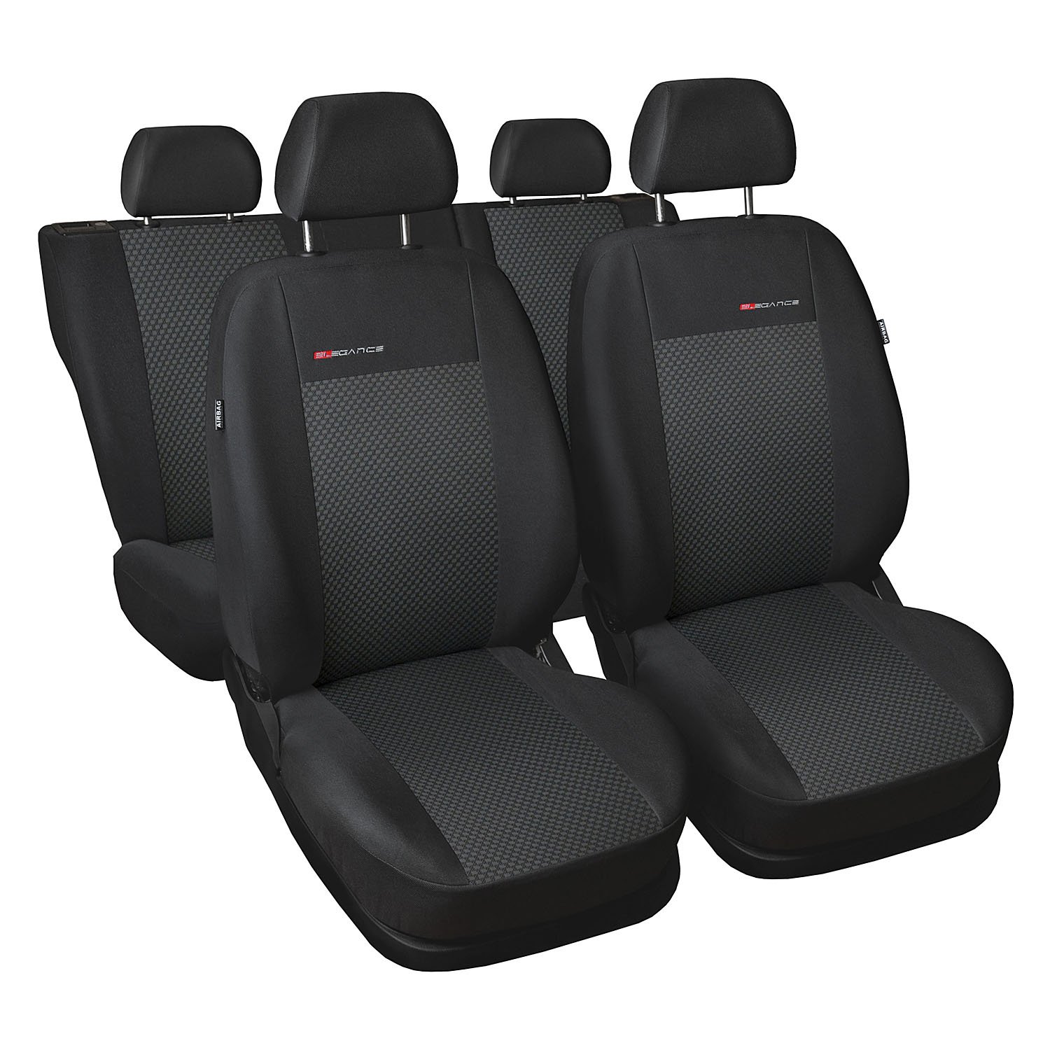 AUTO-DEKOR Sitzbezüge Autositzbezug Komplettset 5-Sitze, Universal Polyester Grau, Elegance, kompatibel mit Volkswagen VW Tiguan 5-Sitze von AUTO-DEKOR