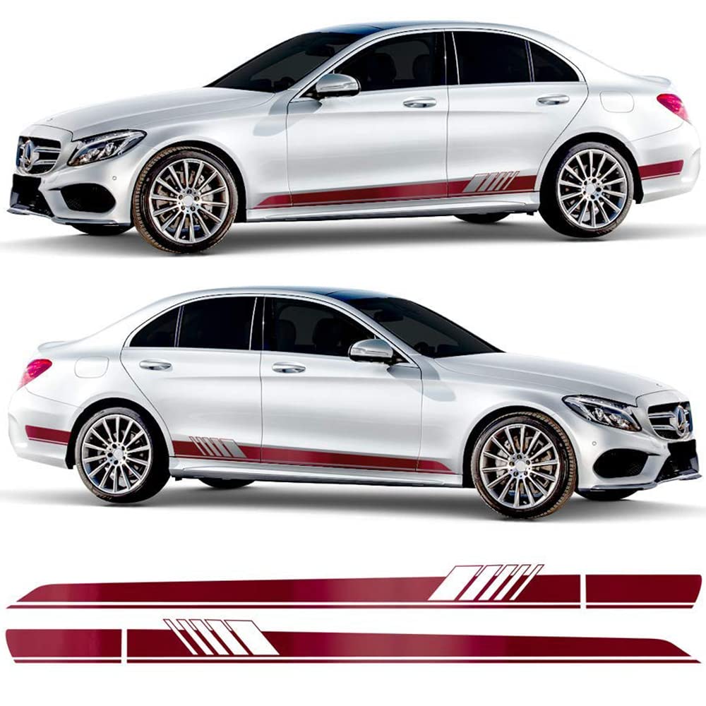 Auto-Dress Seitenstreifen Aufkleber Set/Dekor passend für Mercedes C-Klasse W205 - Motiv: AMG Flügel (148 Deep Red) von Auto-Dress