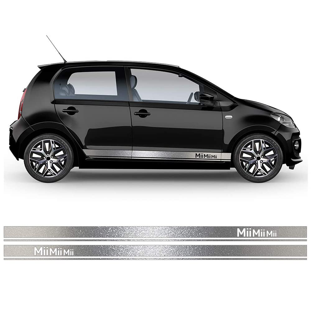 Auto-Dress Seitenstreifen Aufkleber Set/Dekor passend für Seat MII - Motiv: MiiMiiMii Original (110 Black Gloss) von Auto-Dress