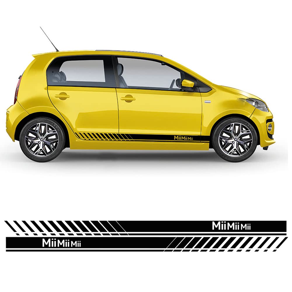 Auto-Dress Seitenstreifen Aufkleber Set/Dekor passend für Seat MII - Motiv: MiiMiiMii Racing (100 White Gloss) von Auto-Dress