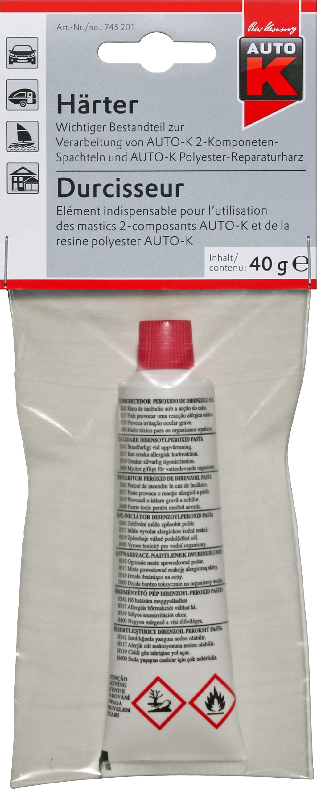 AutoK Härter 40g - Wichtig beim Einsatz von Auto-K 2K Spachtel, insbesondere beim Auto-K Füll-Spachtel 2.000g (Art.-Nr.: 745403), der ohne Härter ausgetattet ist von AutoK