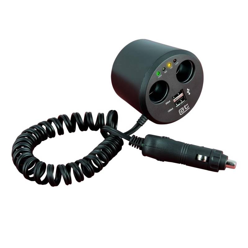 AUTO-T Ladegerät mit Mehrfachstecker 12/24V + USB + LED von AUTO-T