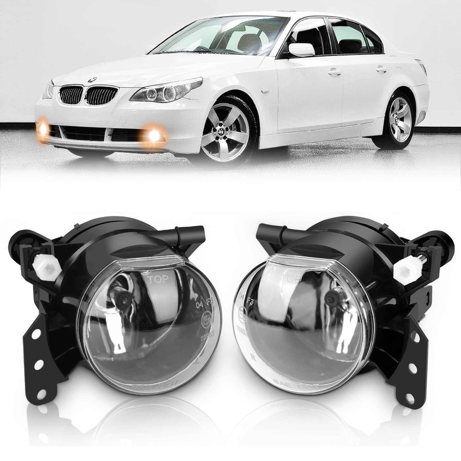 AutoBeeDen Nebelscheinwerfer für BMW (E90 E91 E46 E60 E61 E63 E64 E83) 3er 5er 6er X3, 01/2003-12/2012 (Klar) von AutoBeeDen