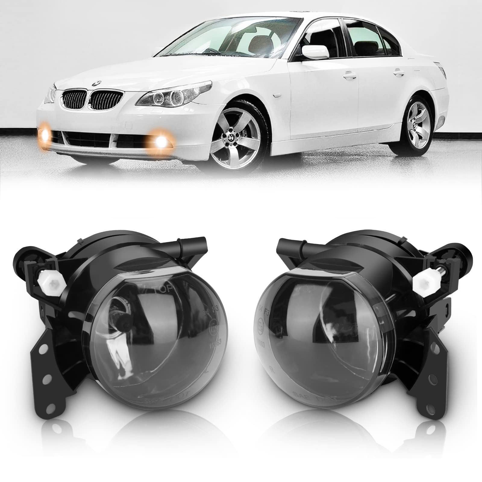 AutoBeeDen Nebelscheinwerfer für BMW (E90 E91 E46 E60 E61 E63 E64 E83) 3er 5er 6er X3, 01/2003-12/2012 (Schwarz) von AutoBeeDen