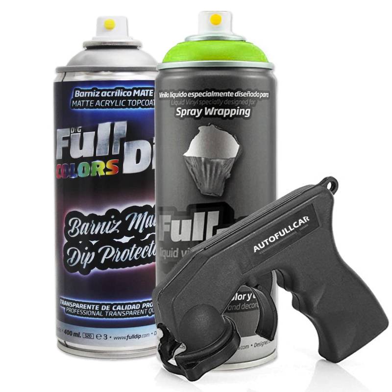 AutoFullCar Full Dip Fahrrad-Set – 2 Sprays (Farbe + Schutzlack) – Flüssigvinyl FullDip – Fahrradrahmen | Mountainbike (Limettengrün, matt) – 400 ml von AutoFullCar