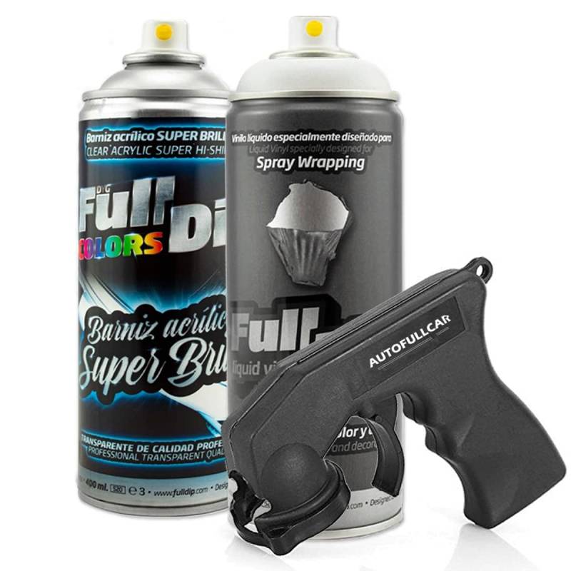 AutoFullCar Full Dip Fahrrad-Set – 2 Sprays (Farbe + Schutzlack) – Flüssigvinyl FullDip – Fahrradrahmen | Mountainbike (weiß, glänzend) – 400 ml von AutoFullCar