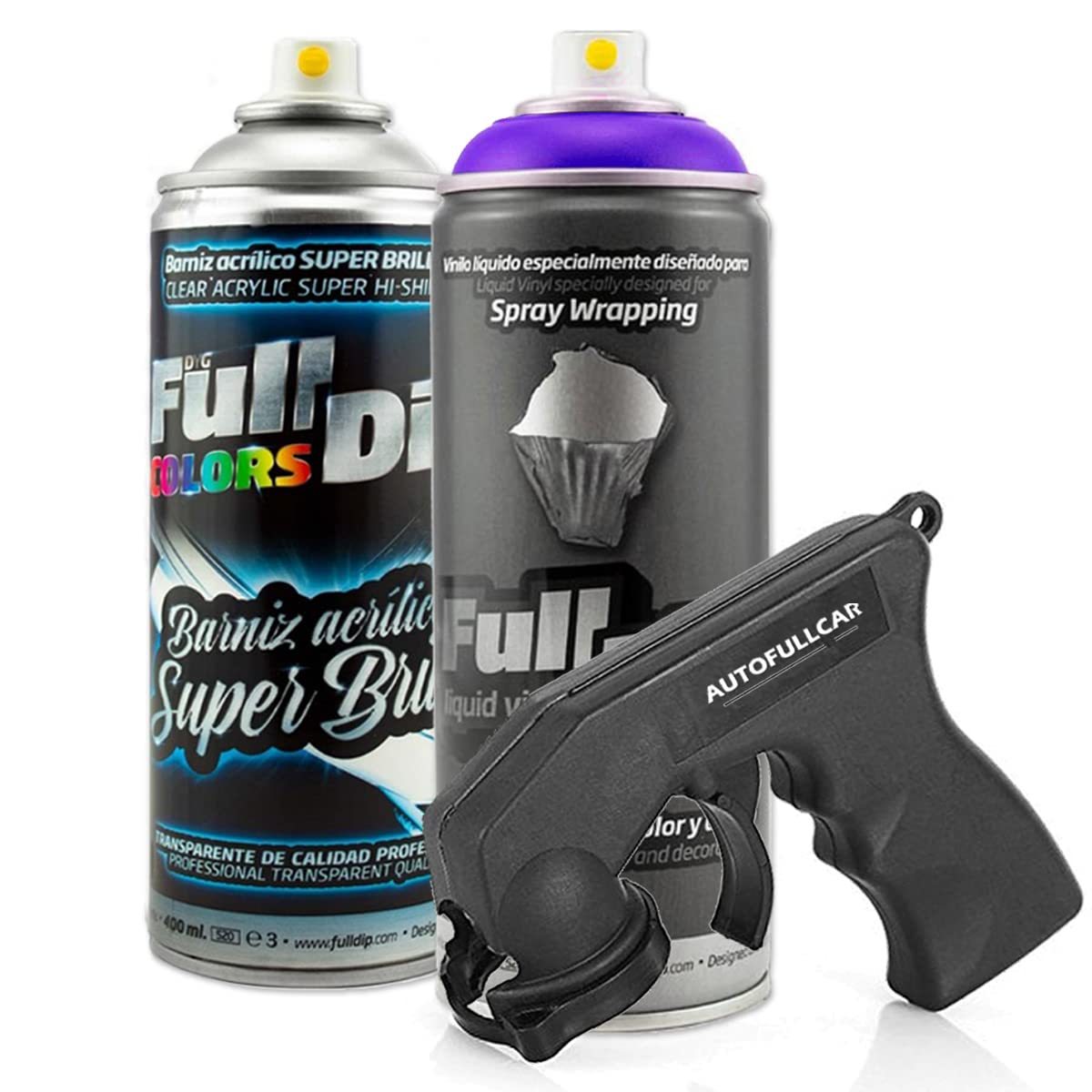 AutoFullCar Full Dip Fahrrad-Set – 2 Sprays (Farbe + Schutzlack) – Flüssigvinyl FullDip – Rahmen für Fahrrad | Mountainbike (violett, glänzend) von AutoFullCar