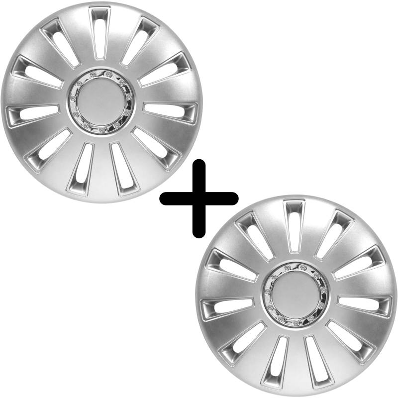 2 Stück Radkappen (wählbar in 14 Zoll, 15 Zoll,16 Zoll, 17 Zoll) Hochwertige Radzierblenden für PKW-Stahlfelgen – Perfekt als Ersatz oder zum Nachkauf (Pro/Silber-Matt+Chromring, 16 Zoll) von AutoPremiumTeile