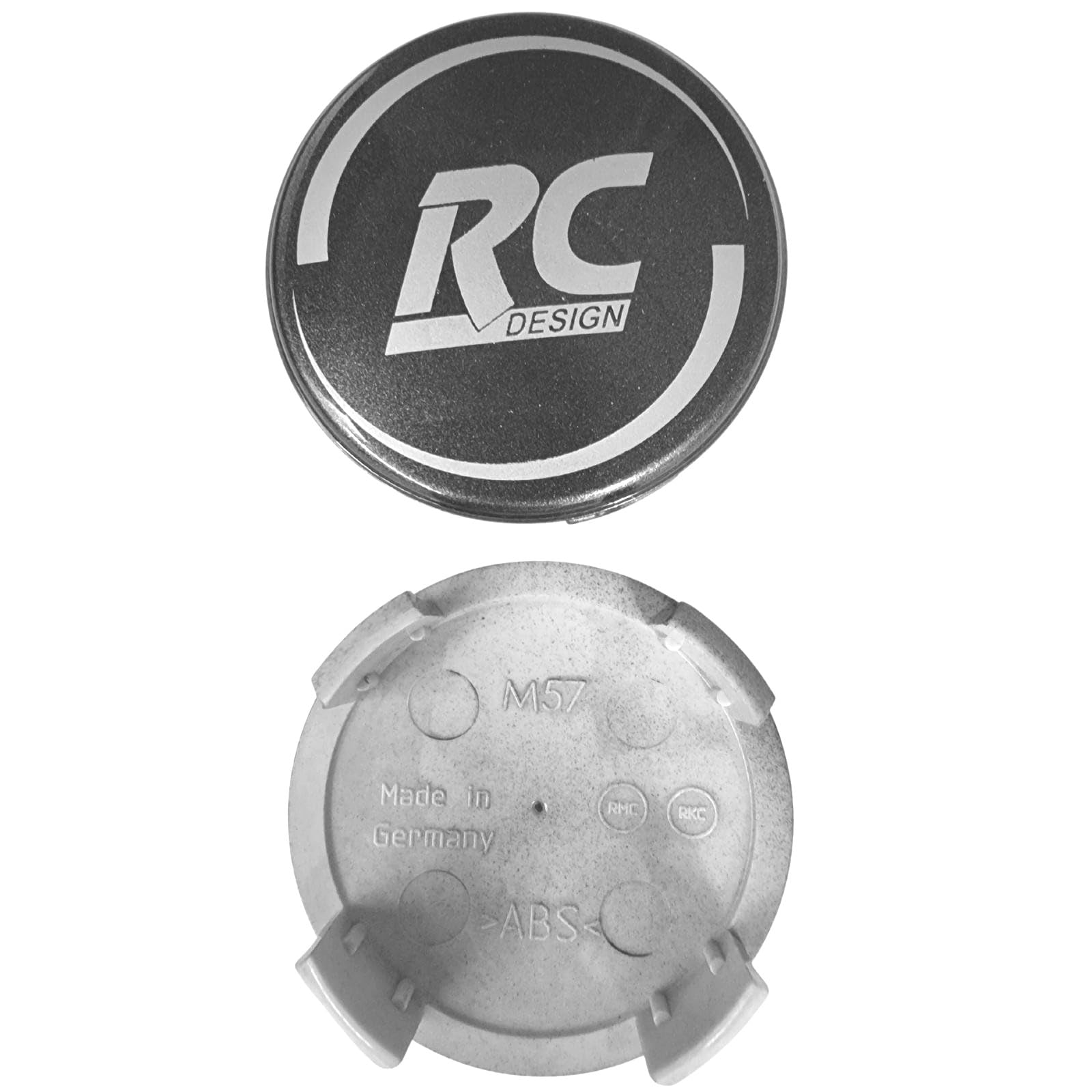 4 Stück Original RC Nabendeckel 57mm Grau Glänzend EM198 4er-Set Nabenkappen Felgenkappen Nabenabdeckungen Radnabendeckel von AutoPremiumTeile