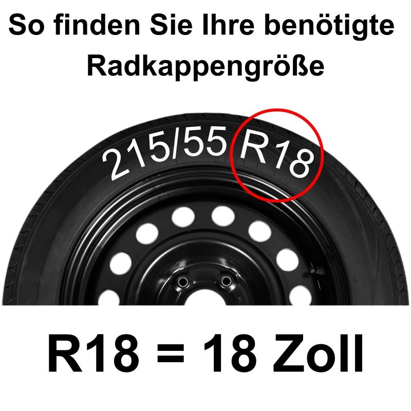 Premium Radkappen 18 Zoll in Schwarz-Silber-Matt - 4er Set Radzierblenden für Stahlfelgen – Radblenden für optimalen Felgenschutz (Nero/Schwarz-Silber-Matt) von AutoPremiumTeile